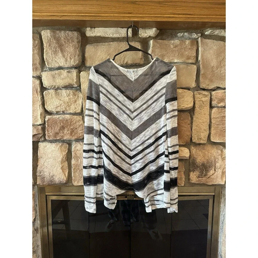 Y2K 00s Wet Seal Knit Cardigan Light Sheer Stretch Womens M Striped Black &White